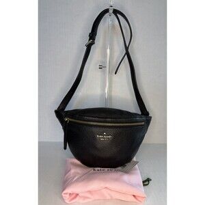 Kate Spade York Jackson Black Pebbled Leather Belt Waist Bag With Dust bag $229